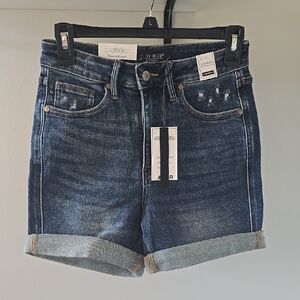 JB High Waist Dk Wash Shorts
